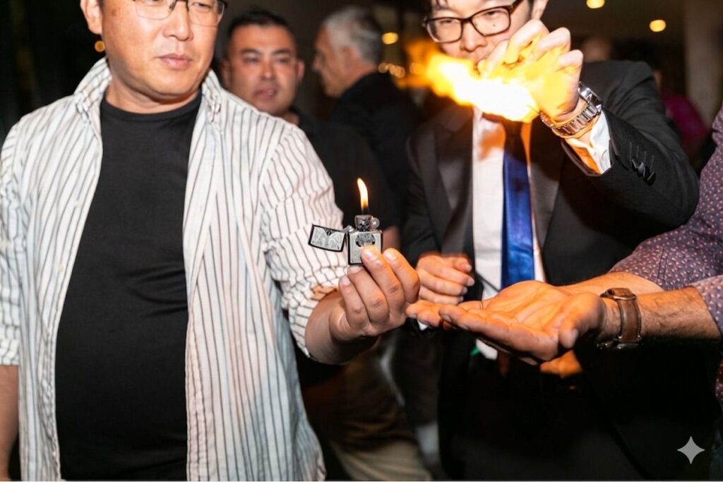 Ronald Chow performing roving magic